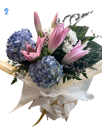 Valentine's Day Special - ELEGANT - Hydrangeas and Lily Bouquet