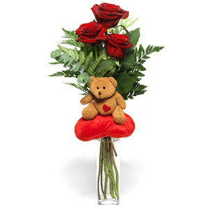 Rose Arrangement with Teddy Bear