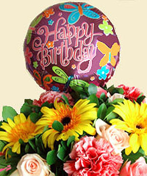 Designers Choice Custom Hand Tied Bouquet with a Big Mylar Helium Balloon