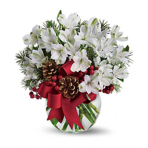 White Astromeria Holiday Arrangement