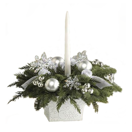 White Candle Holiday Centerpiece