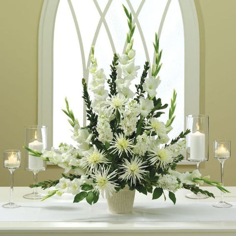 White Simplicity Funeral Basket
