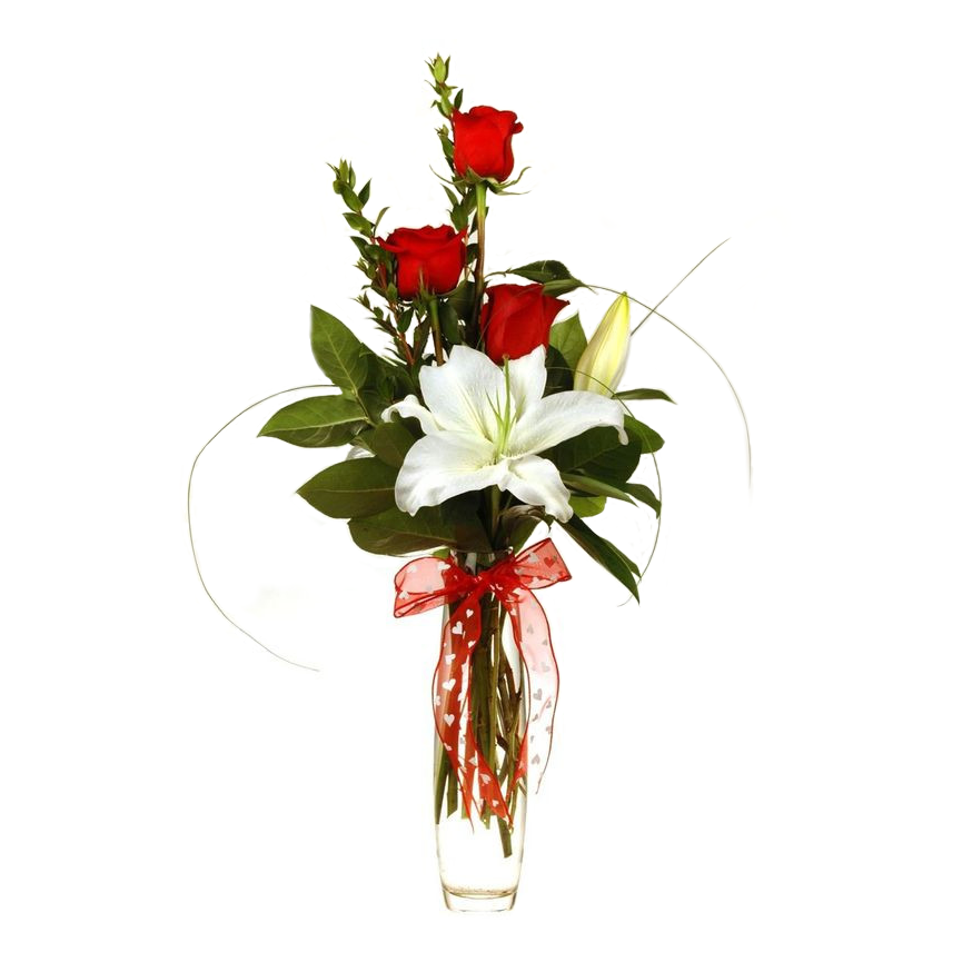 Rose and Lily Vase Arrangement